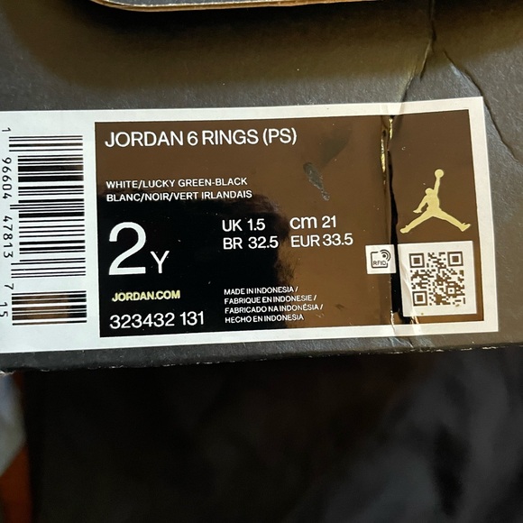 USED Jordan 6 ring size 2Y - Picture 4 of 7